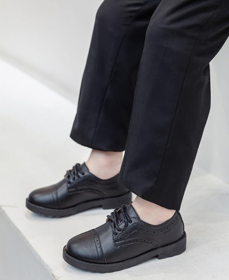 kkdom Boys Girls Classic Lace-Up School Uniform Comfort Oxfords Dress Shoes Loafer Flats (Toddler/Little Kid) - Image 2